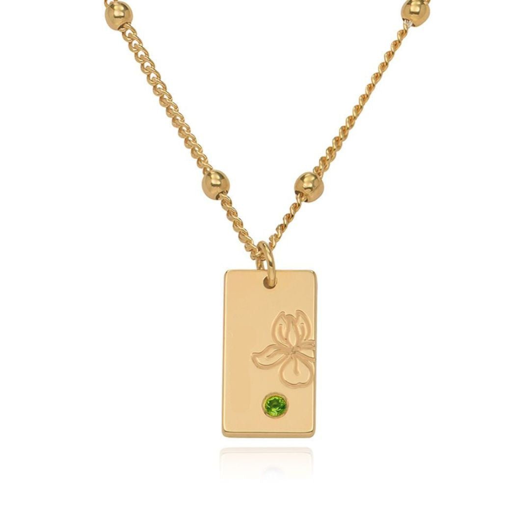 Collar Flor con Piedra de Nacimiento - Moroveta