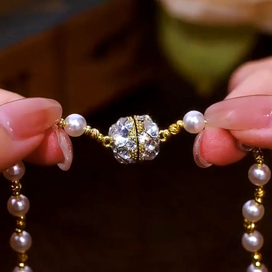 Collar magnético de perlas y cristales - Moroveta