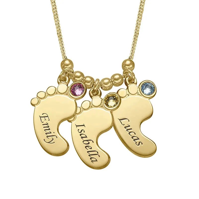 Collar personalizable con colgantes de pies de niños - Moroveta