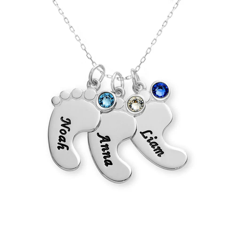 Collar personalizable con colgantes de pies de niños - Moroveta