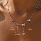Collar personalizado con inicial y signo con piedra zodiacal - Moroveta