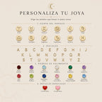 Collar personalizado con inicial y signo con piedra zodiacal - Moroveta