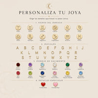 Collar personalizado con inicial y signo con piedra zodiacal - Moroveta