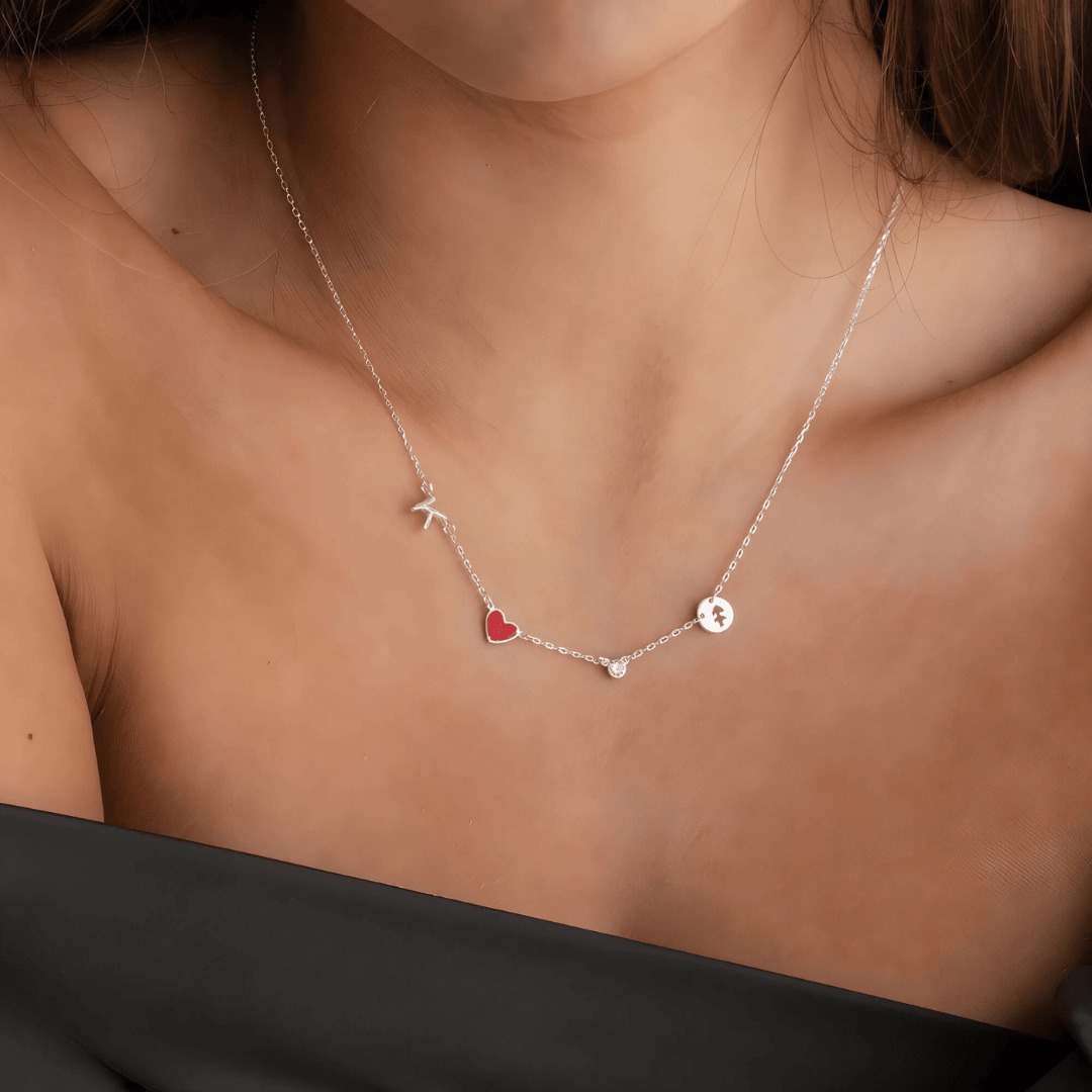 Collar personalizado con inicial y signo con piedra zodiacal - Moroveta