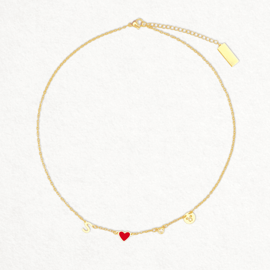 Collar personalizado con inicial y signo con piedra zodiacal - Moroveta