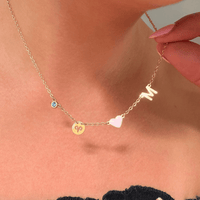 Collar personalizado con inicial y signo con piedra zodiacal - Moroveta