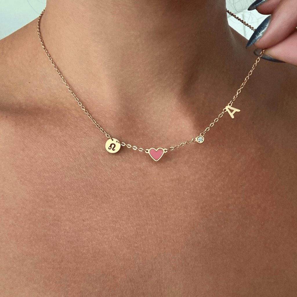Collar personalizado con inicial y signo con piedra zodiacal - Moroveta