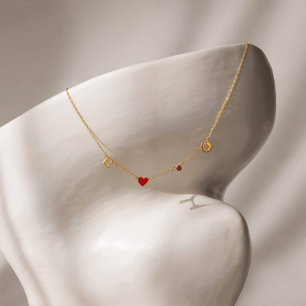 Collar personalizado con inicial y signo con piedra zodiacal - Moroveta