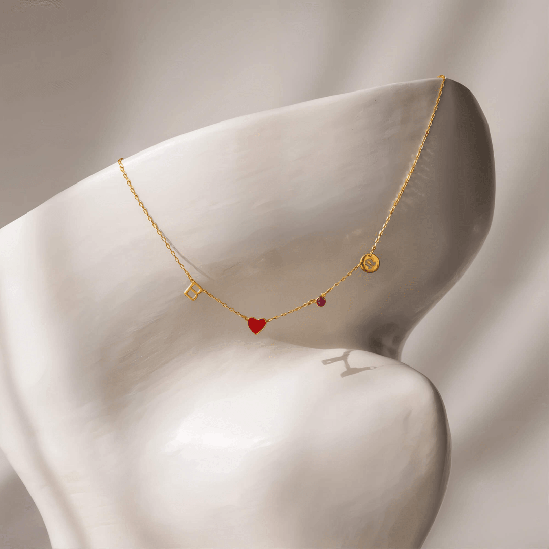 Collar personalizado con inicial y signo con piedra zodiacal - Moroveta