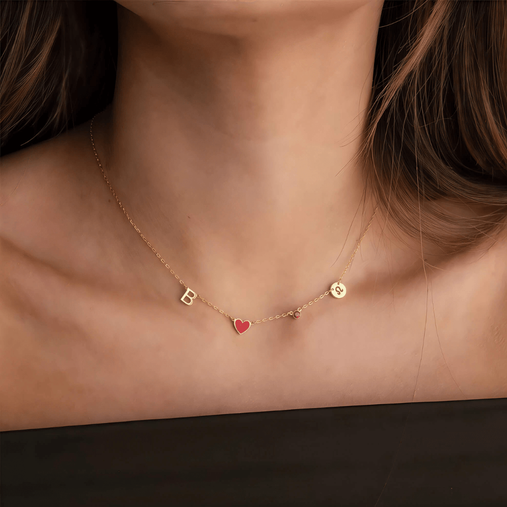 Collar personalizado con inicial y signo con piedra zodiacal - Moroveta
