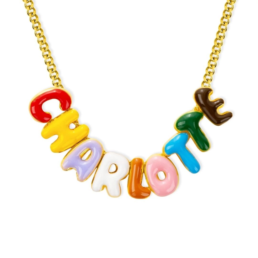 Collar personalizado con nombre en letras burbuja - Moroveta