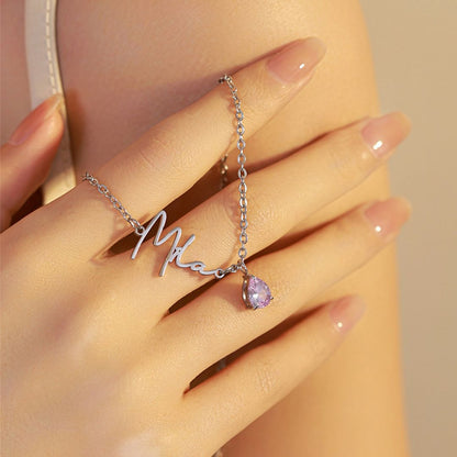 Collar Personalizado con Nombre y Piedra de Nacimiento - Moroveta