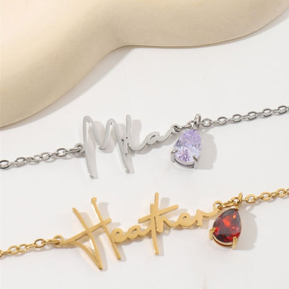 Collar Personalizado con Nombre y Piedra de Nacimiento - Moroveta