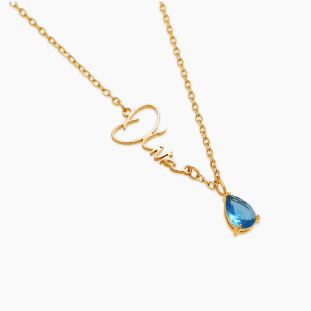 Collar Personalizado con Nombre y Piedra de Nacimiento - Moroveta