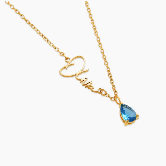 Collar Personalizado con Nombre y Piedra de Nacimiento - Moroveta