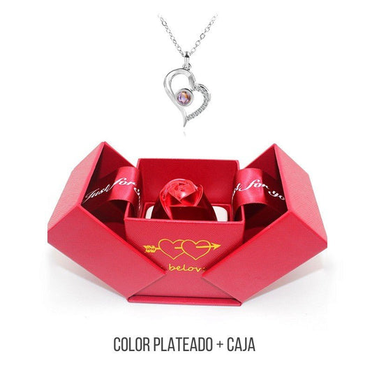 Collar "Te amo" + Caja de rosa - Moroveta