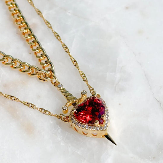 Conjunto de collares para parejas de corazón y espada - Moroveta