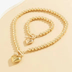 Conjunto de pulsera y collar con colgante de corazón de perlas - Moroveta