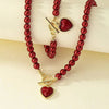 Conjunto de pulsera y collar con colgante de corazón de perlas - Moroveta