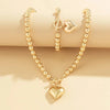 Conjunto de pulsera y collar con colgante de corazón de perlas - Moroveta