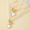 Conjunto de pulsera y collar con colgante de corazón de perlas - Moroveta