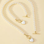 Conjunto de pulsera y collar con colgante de corazón de perlas - Moroveta