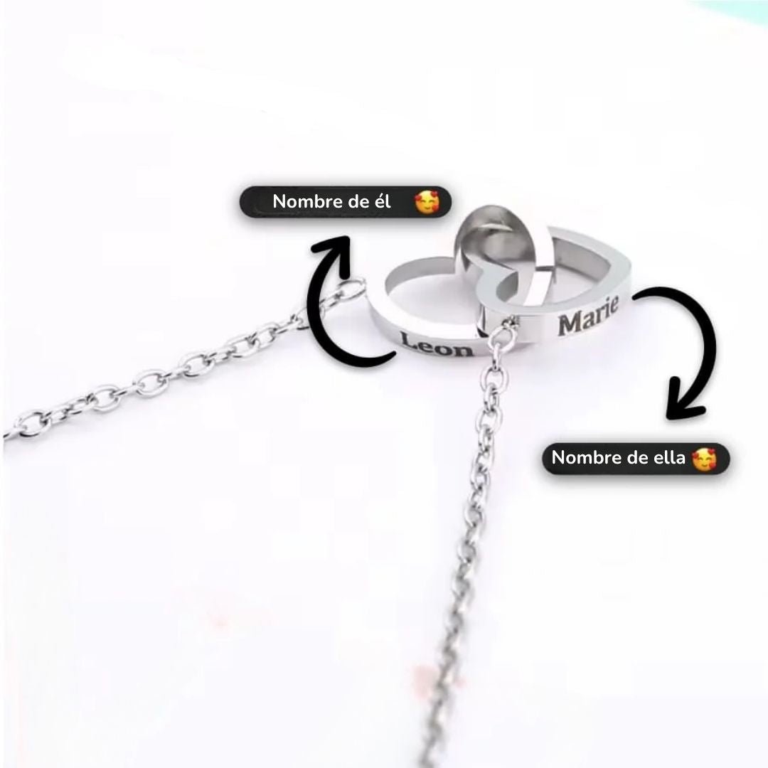Esfera con rosa eterna y collar de corazones grabados - Moroveta