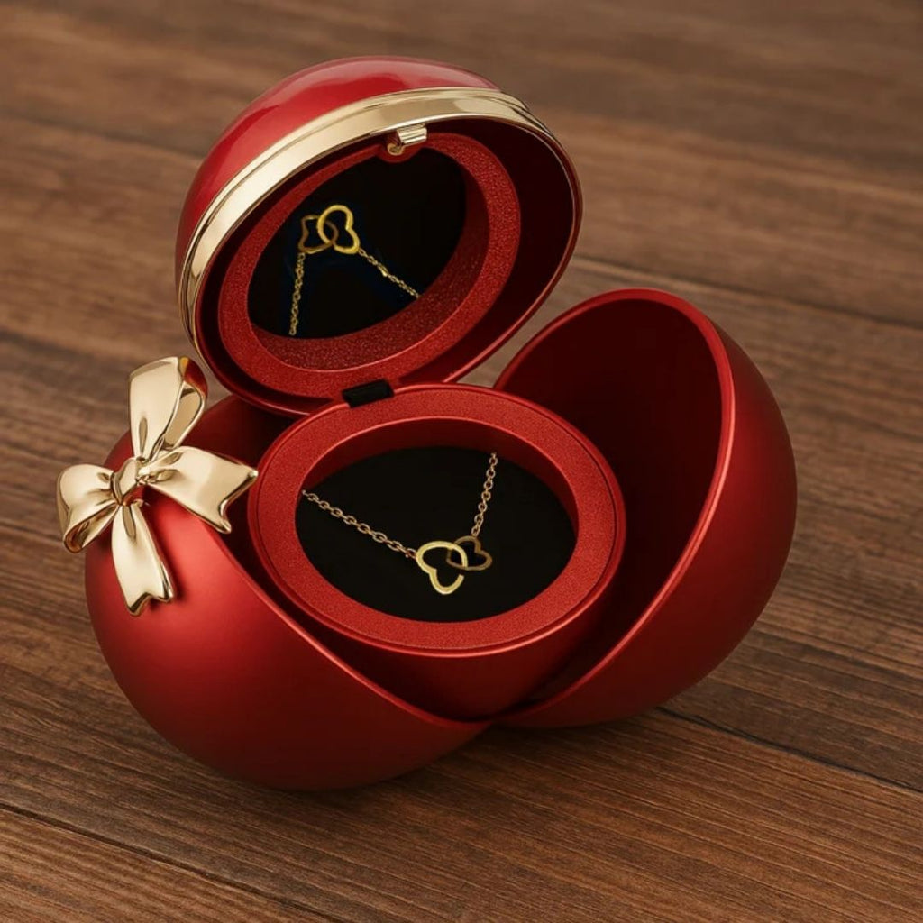 Esfera con rosa eterna y collar de corazones grabados - Moroveta