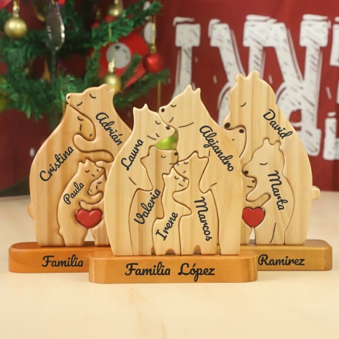 Familia de osos de madera personalizables - Moroveta