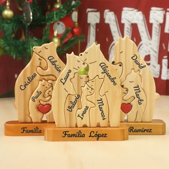 Familia de osos de madera personalizables - Moroveta