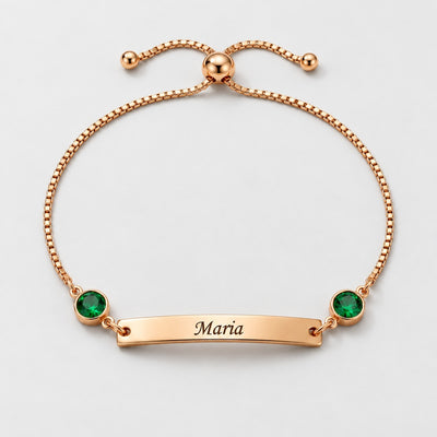 Pulsera con nombre y piedras de nacimiento