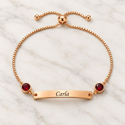 Pulsera con nombre y piedras de nacimiento