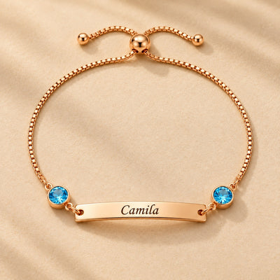 Pulsera con nombre y piedras de nacimiento