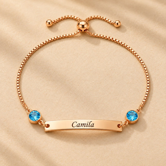 Pulsera con nombre y piedras de nacimiento