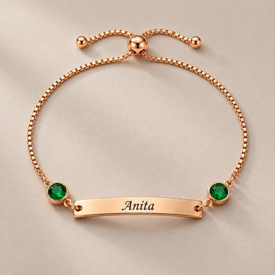 Pulsera con nombre y piedras de nacimiento