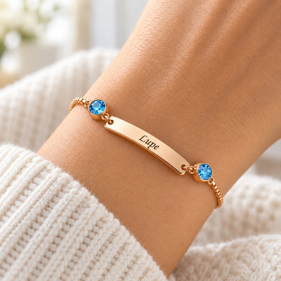 Pulsera con nombre y piedras de nacimiento