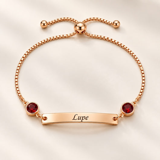 Pulsera con nombre y piedras de nacimiento