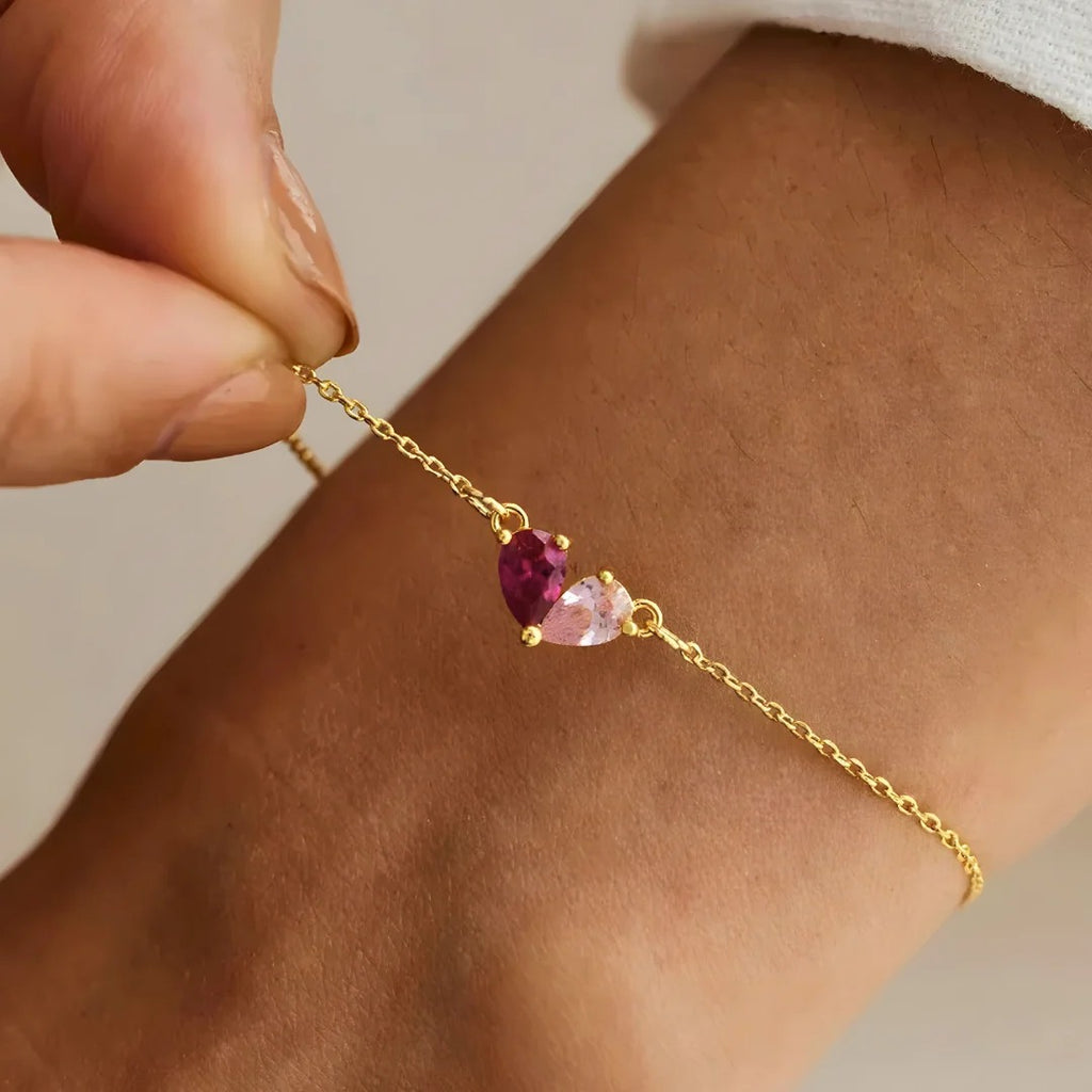 Pulsera mitades con piedras de nacimiento