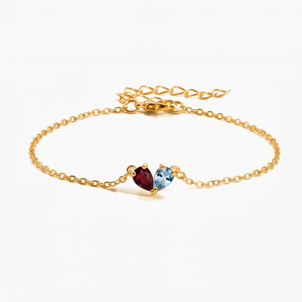 Pulsera mitades con piedras de nacimiento