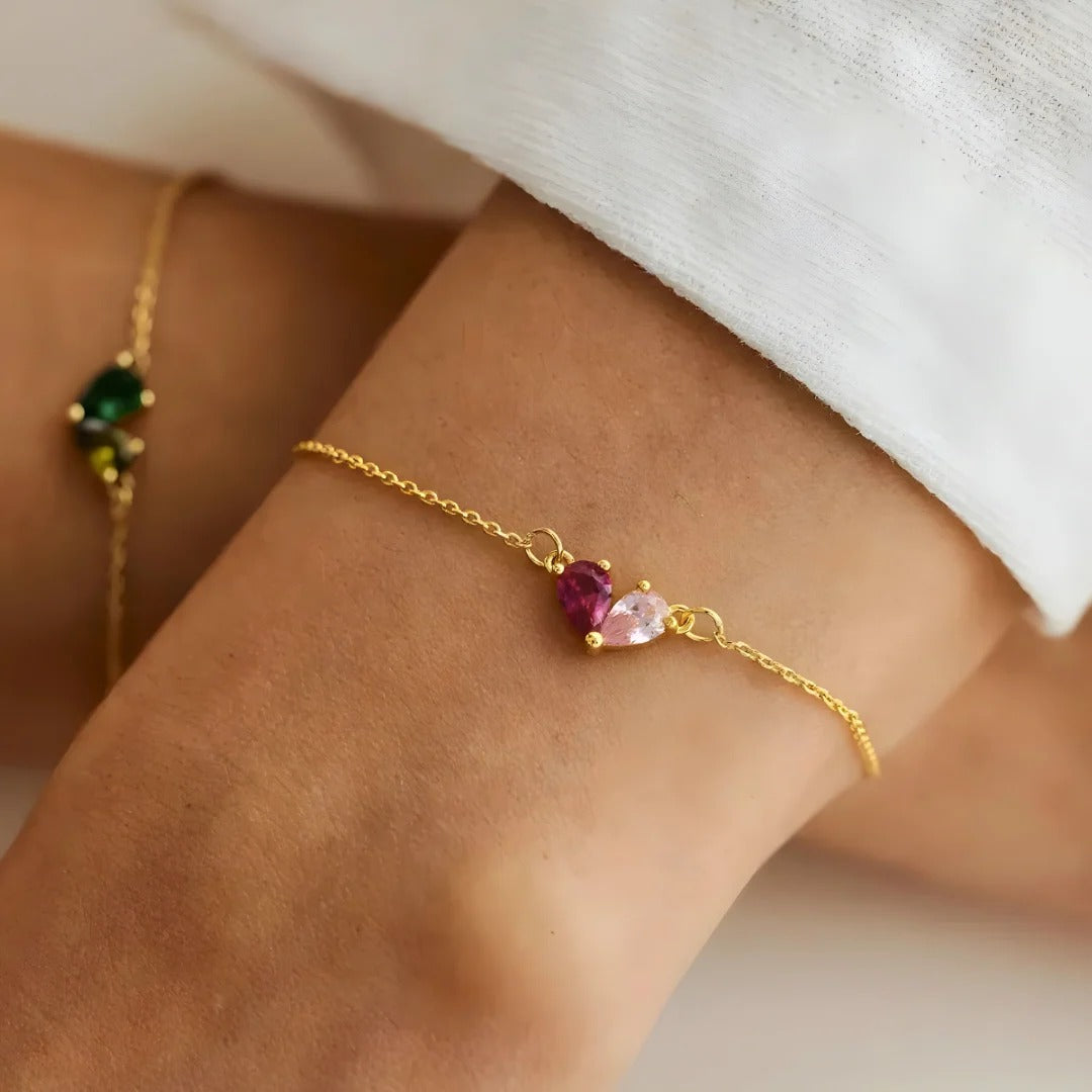 Pulsera mitades con piedras de nacimiento