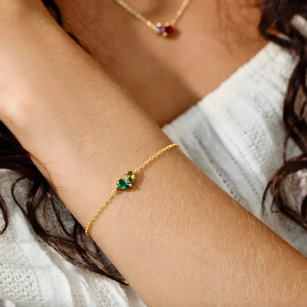 Pulsera mitades con piedras de nacimiento