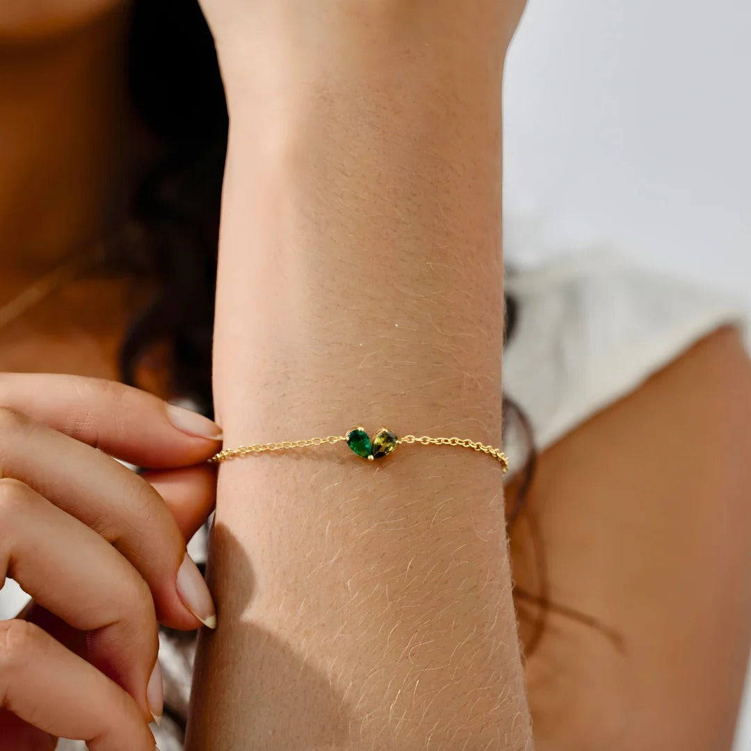 Pulsera mitades con piedras de nacimiento