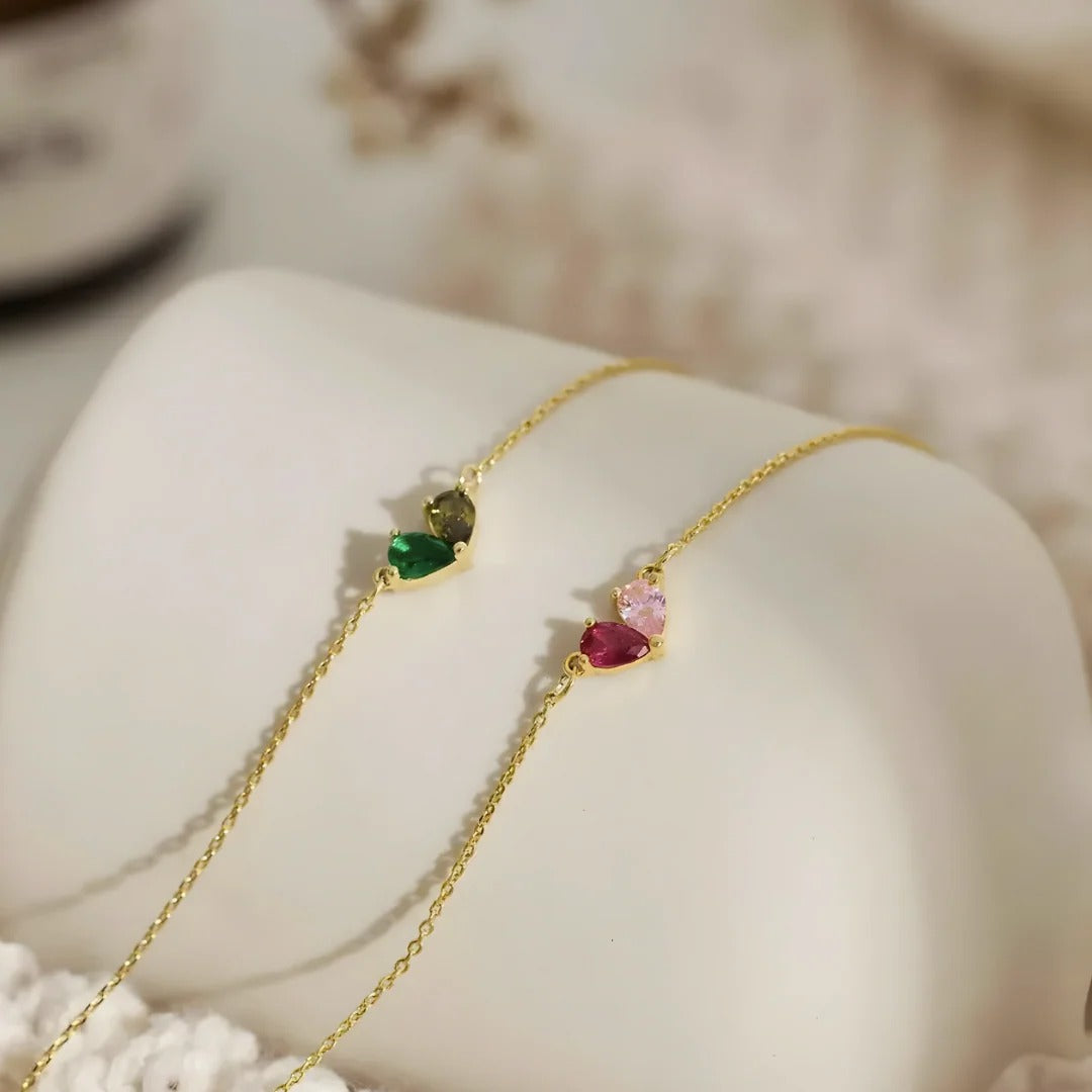 Pulsera mitades con piedras de nacimiento