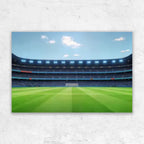 Un inmenso estadio de fútbol con césped verde y asientos escalonados es capturado en un lienzo, el escenario perfecto para un memorable regalo familiar: nuestro lienzo personalizado "El equipo soñado de papá - Fútbol".