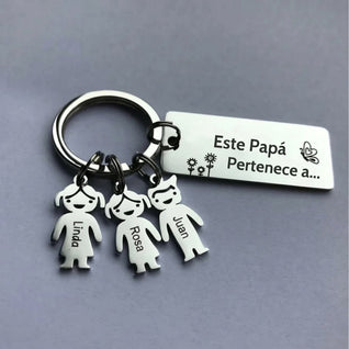 Llavero Papá con dijes infantiles personalizables
