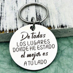 Llavero redondo grabado con frase - A tu lado - Moroveta