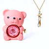Osito con rosa eterna y collar abrazo - Moroveta