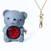 Osito con rosa eterna y collar abrazo - Moroveta