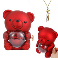 Osito con rosa eterna y collar abrazo - Moroveta