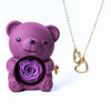 Osito con rosa eterna y collar de corazones personalizados - Moroveta